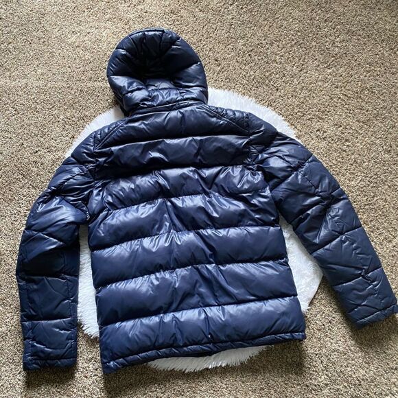 Guess Puffer Coat Bubble Puffy Jacket Blue Outdoor Detachable Hood Womens Small - Picture 2 of 14